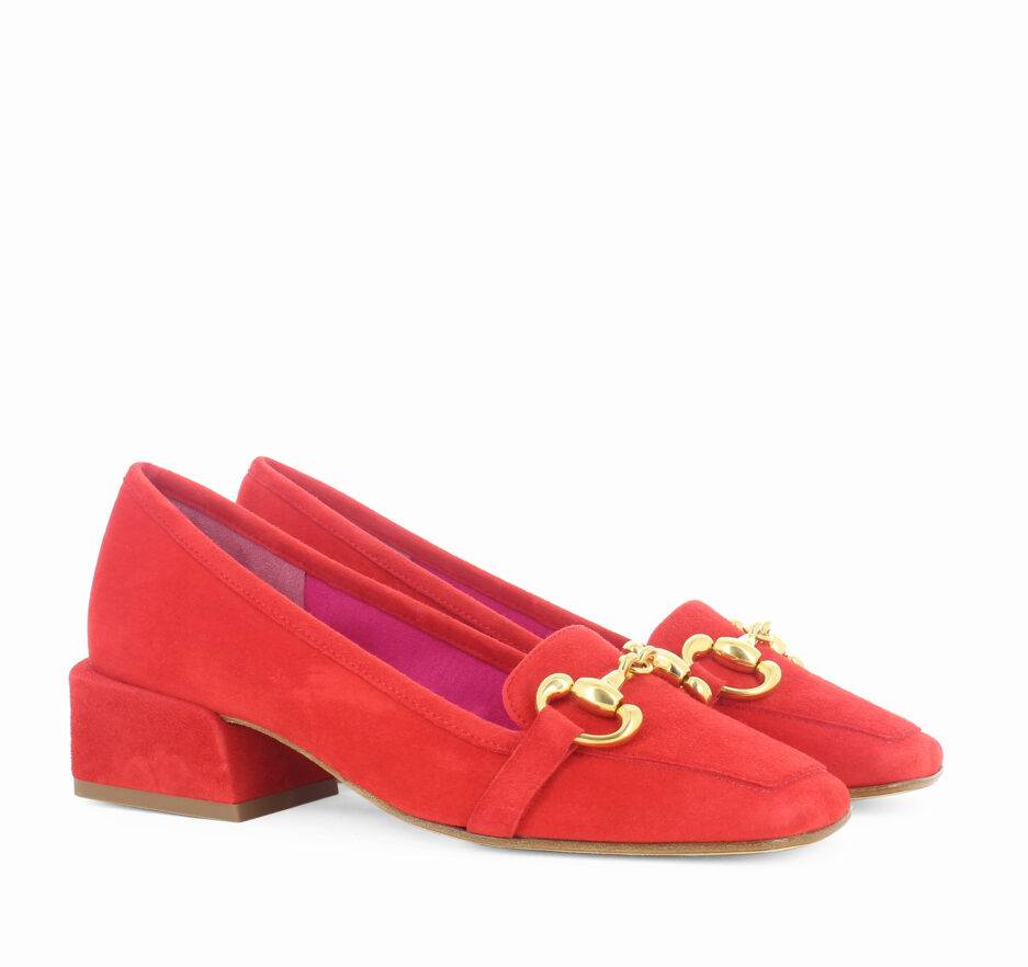 Le Babe MOCASSINI IN VELOUR ROSSO Spedizione Gratuita
