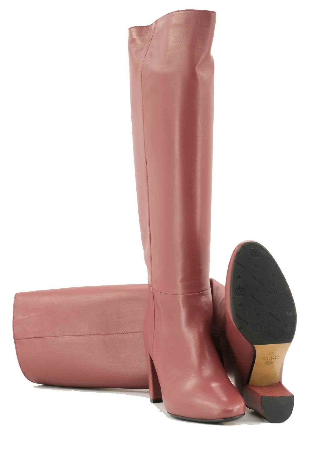 L'ARIANNA Stivali ST1689 a tubo in pelle rosa antico con punta tonda Promozione Limitata