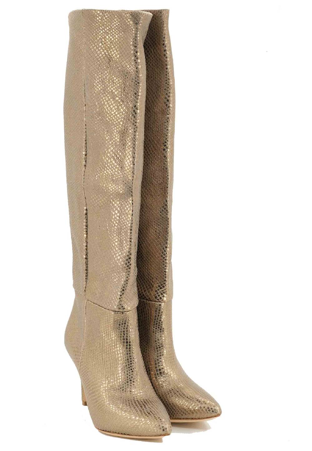 L'ARIANNA Stivali ST1242 in camoscio perlato platino con tacco alto Shopping Online