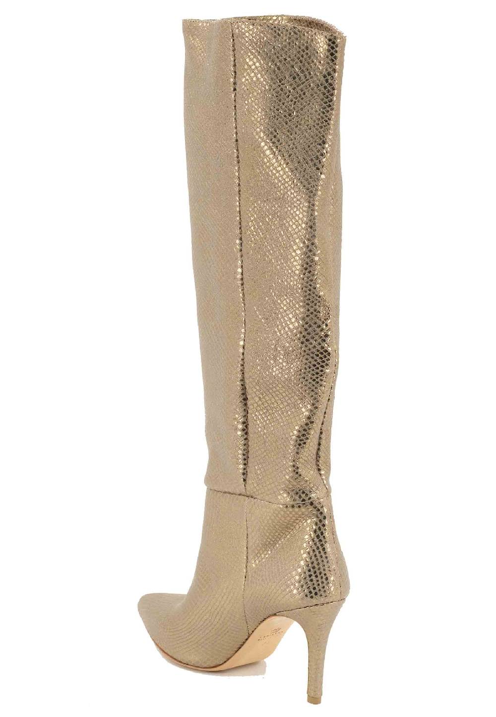 L'ARIANNA Stivali ST1242 in camoscio perlato platino con tacco alto Shopping Online