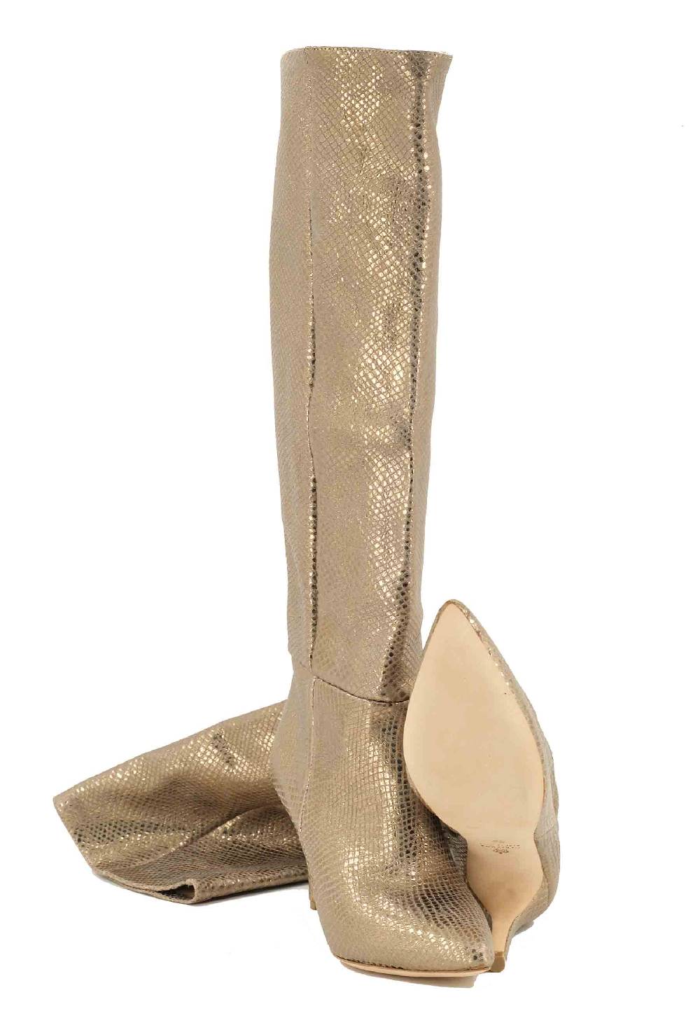 L'ARIANNA Stivali ST1242 in camoscio perlato platino con tacco alto Shopping Online