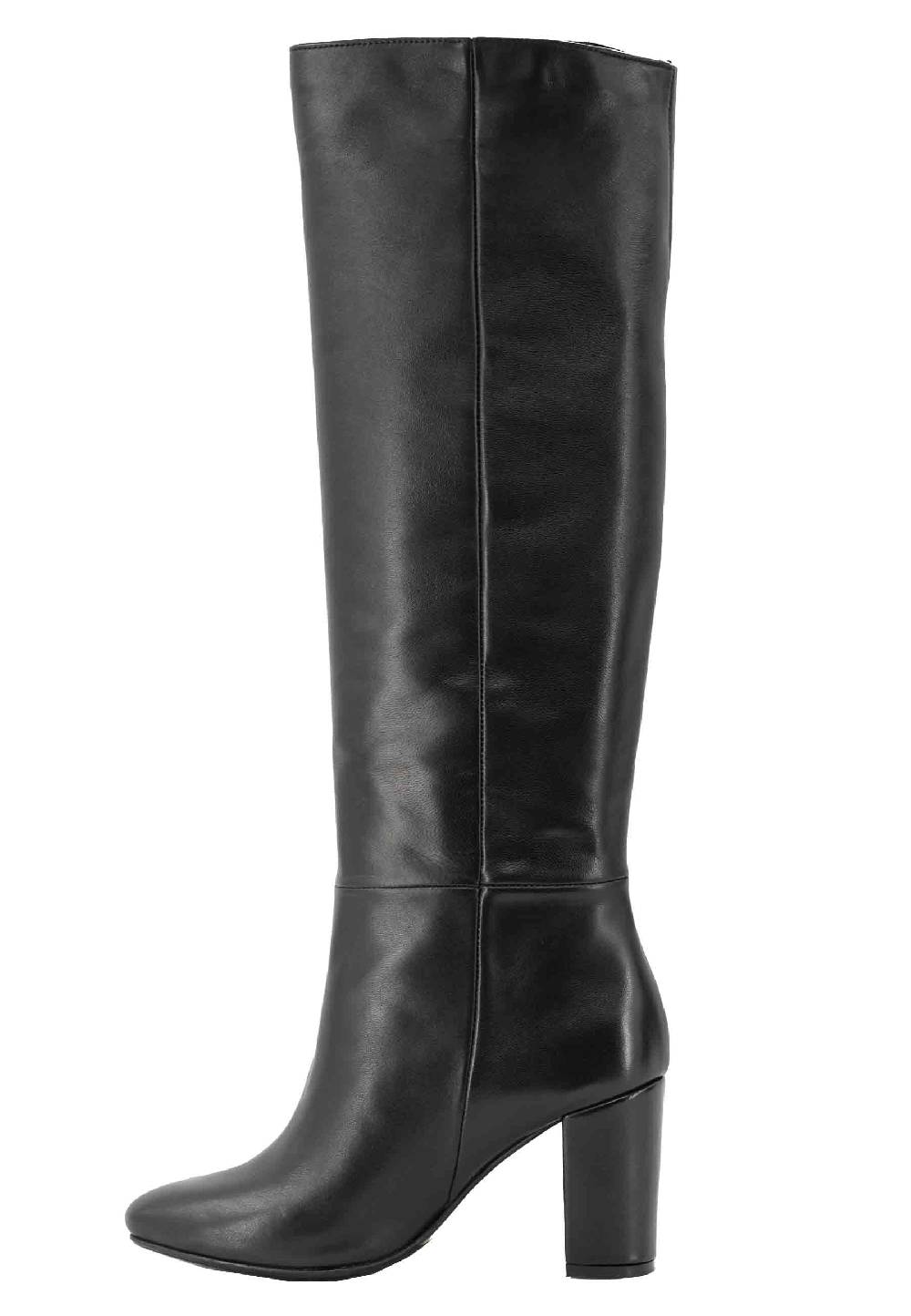 L'ARIANNA Stivali ST1689 a tubo in pelle nera con punta tonda Sconto
