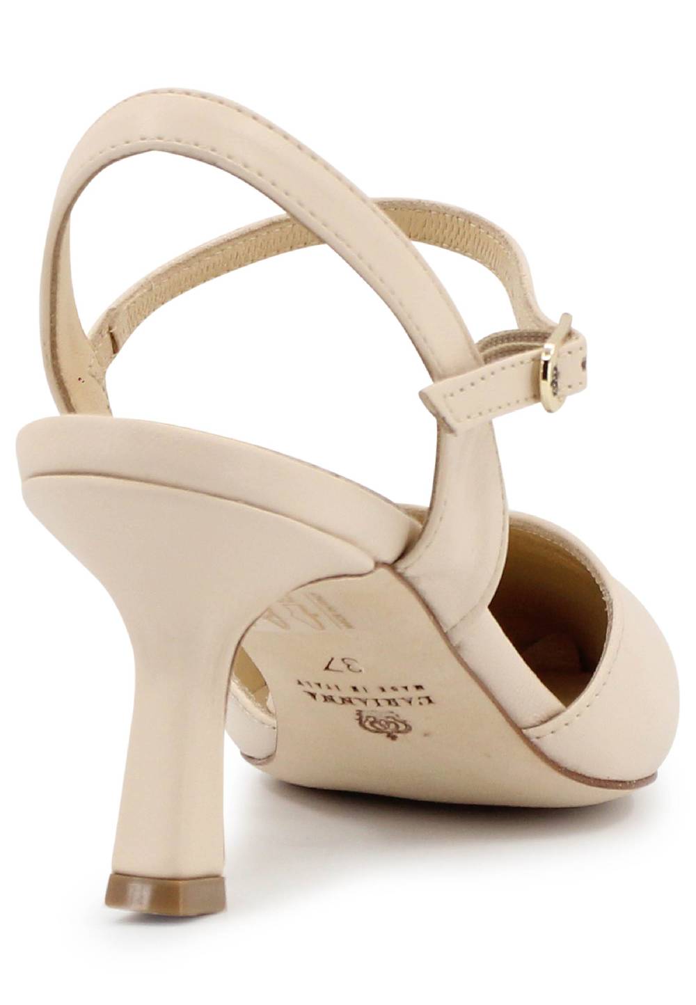 L'ARIANNA Decollete de1541 donna in pelle beige con cinturino alla caviglia Spedizione gratuita