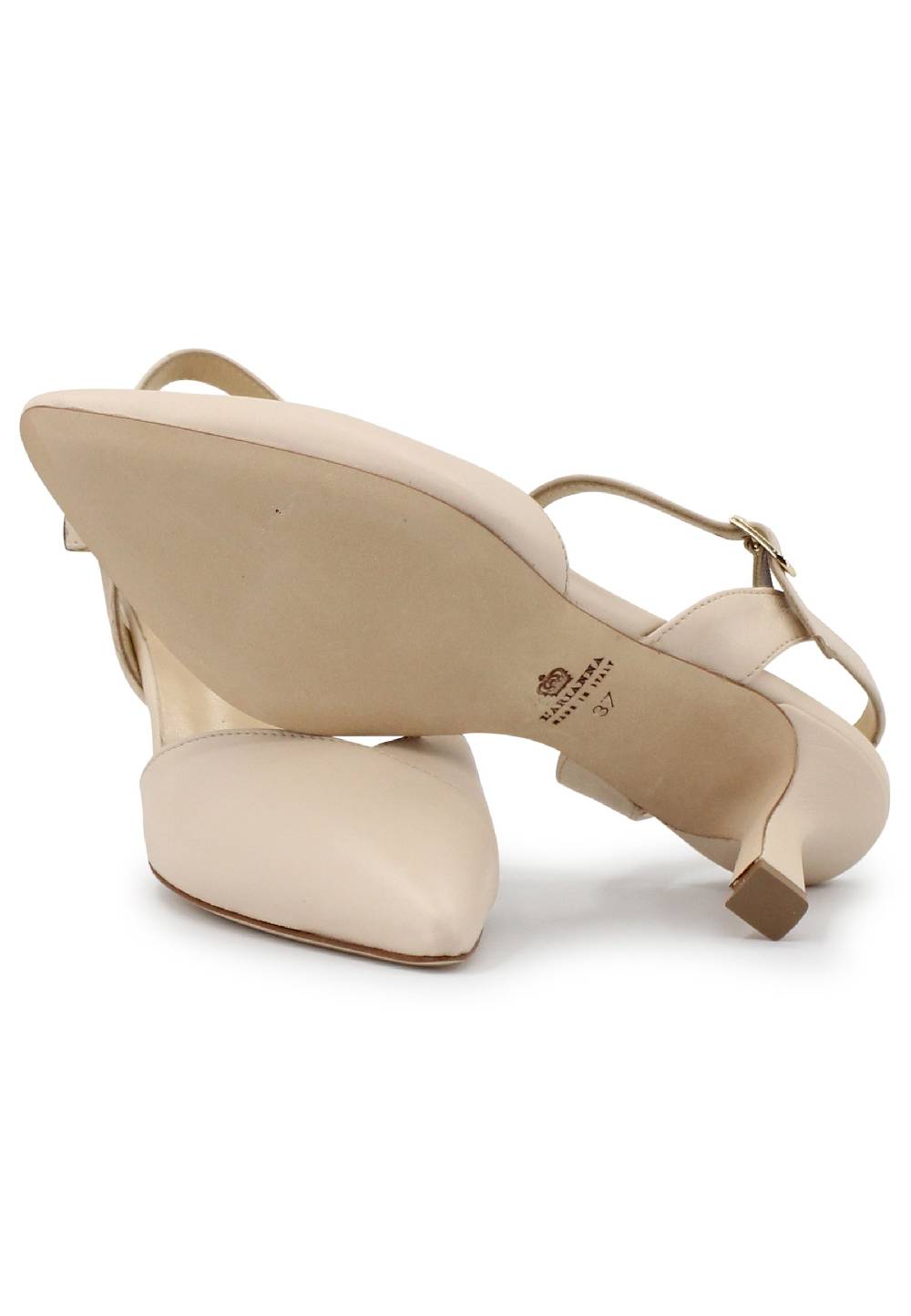 L'ARIANNA Decollete de1541 donna in pelle beige con cinturino alla caviglia Spedizione gratuita