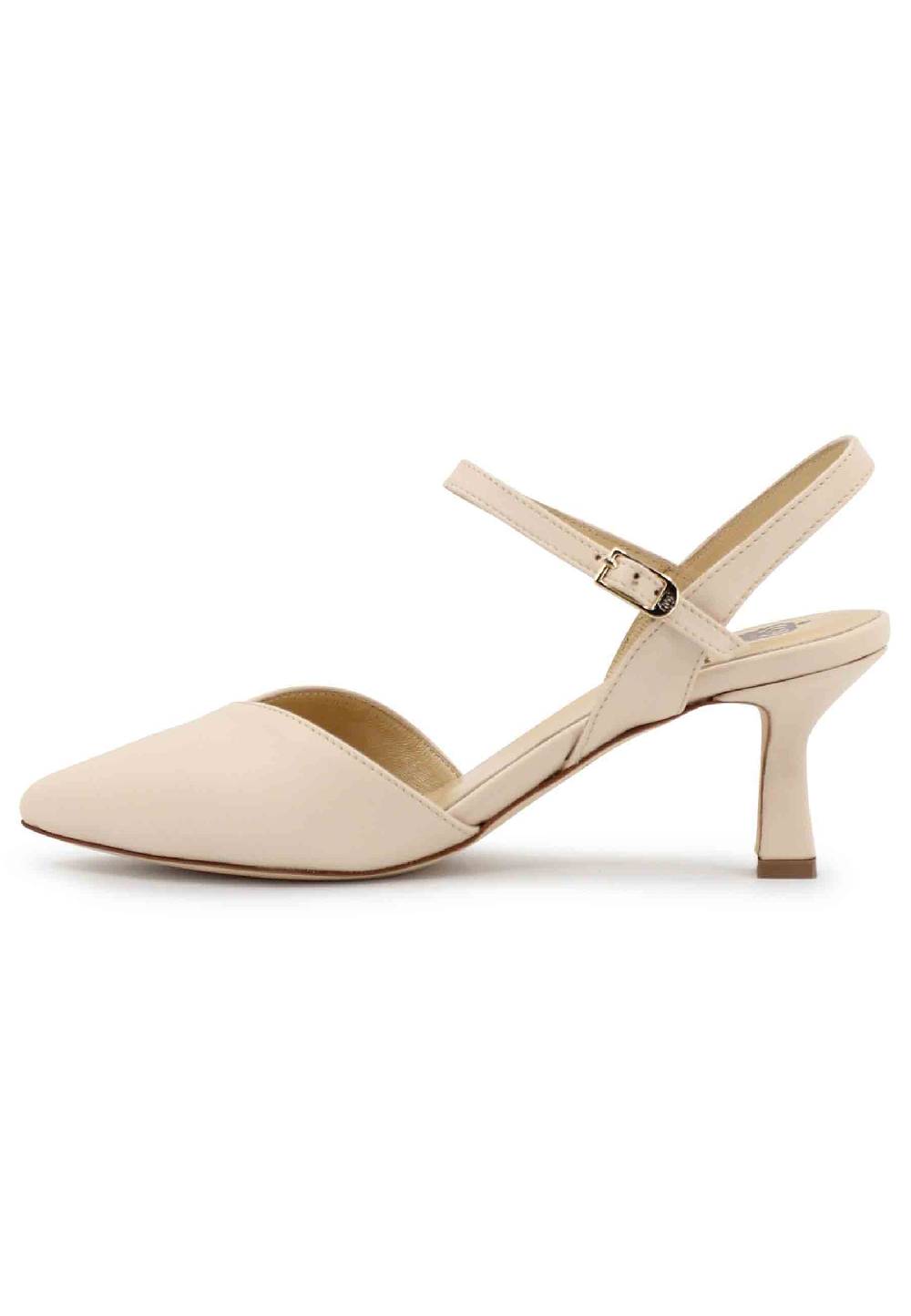 L'ARIANNA Decollete de1541 donna in pelle beige con cinturino alla caviglia Spedizione gratuita