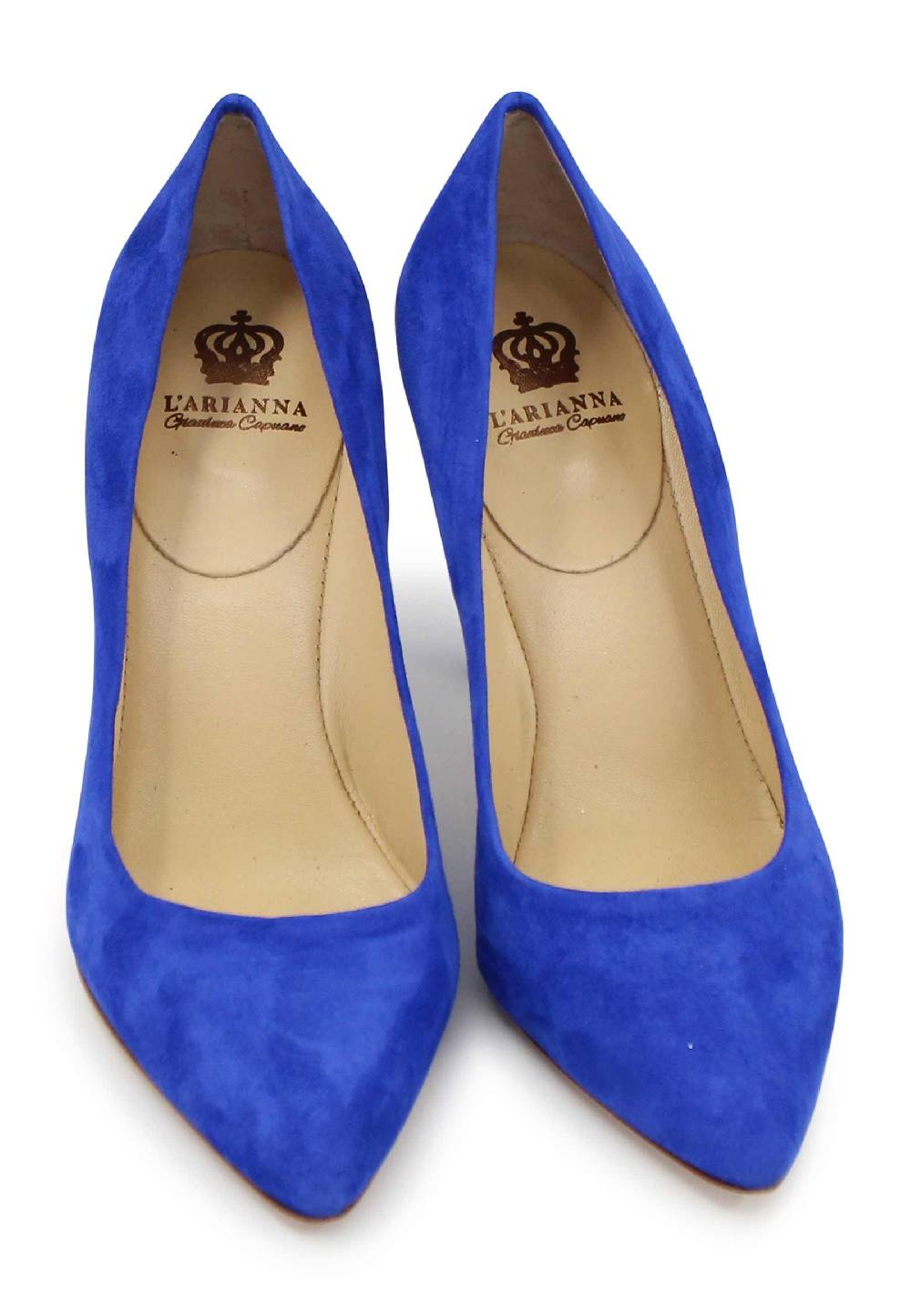 L'ARIANNA Decollete DE1002/RT donna in camoscio blu con tacco alto Comprare a buon mercato