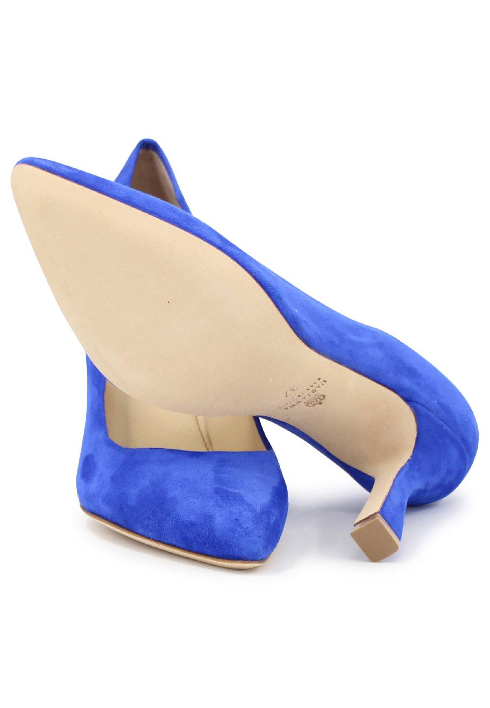 L'ARIANNA Decollete DE1002/RT donna in camoscio blu con tacco alto Comprare a buon mercato