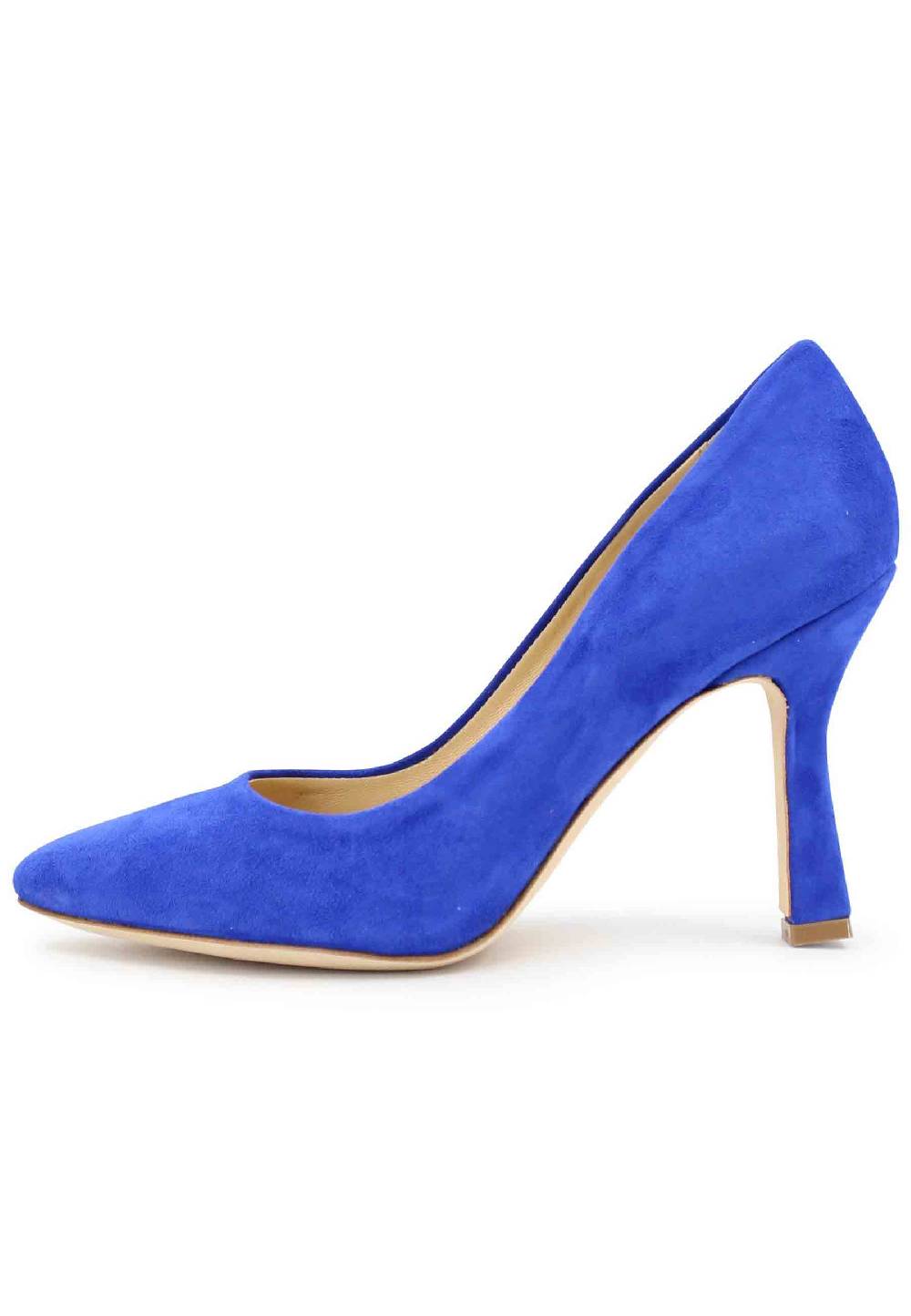 L'ARIANNA Decollete DE1002/RT donna in camoscio blu con tacco alto Comprare a buon mercato