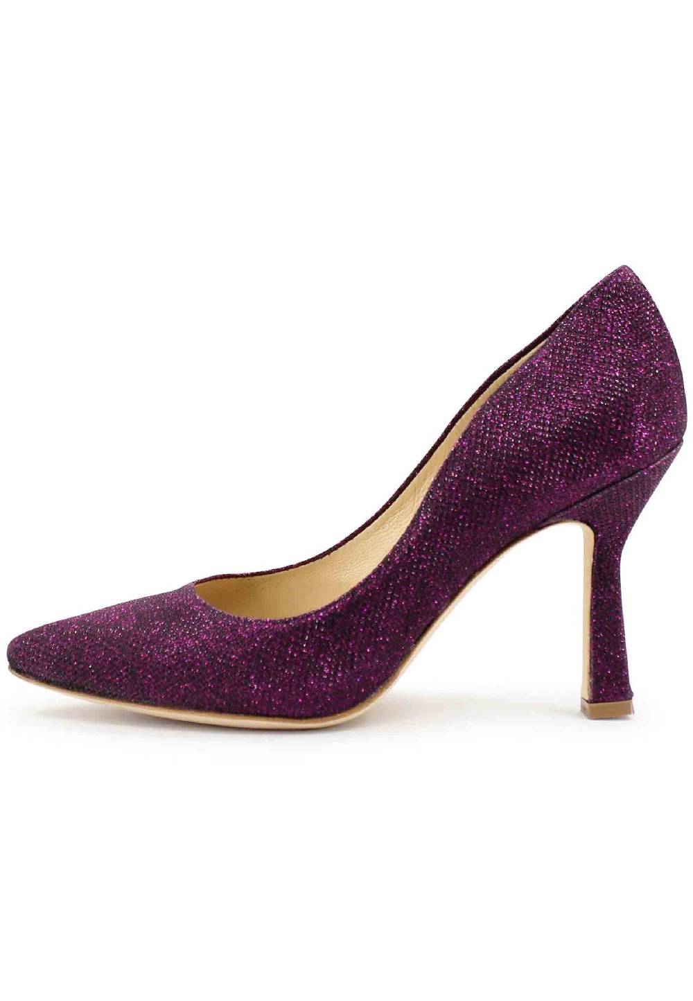 L'ARIANNA Decollete DE1002/RT donna in tessuto lux viola con tacco alto Italy