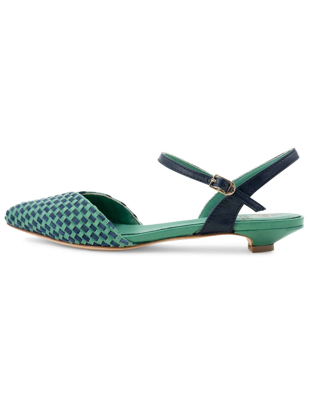L'ARIANNA Ballerine BL1488/rt da donna in pelle verde e camoscio abisso con cinturino alla caviglia L'Arianna Consegna Veloce