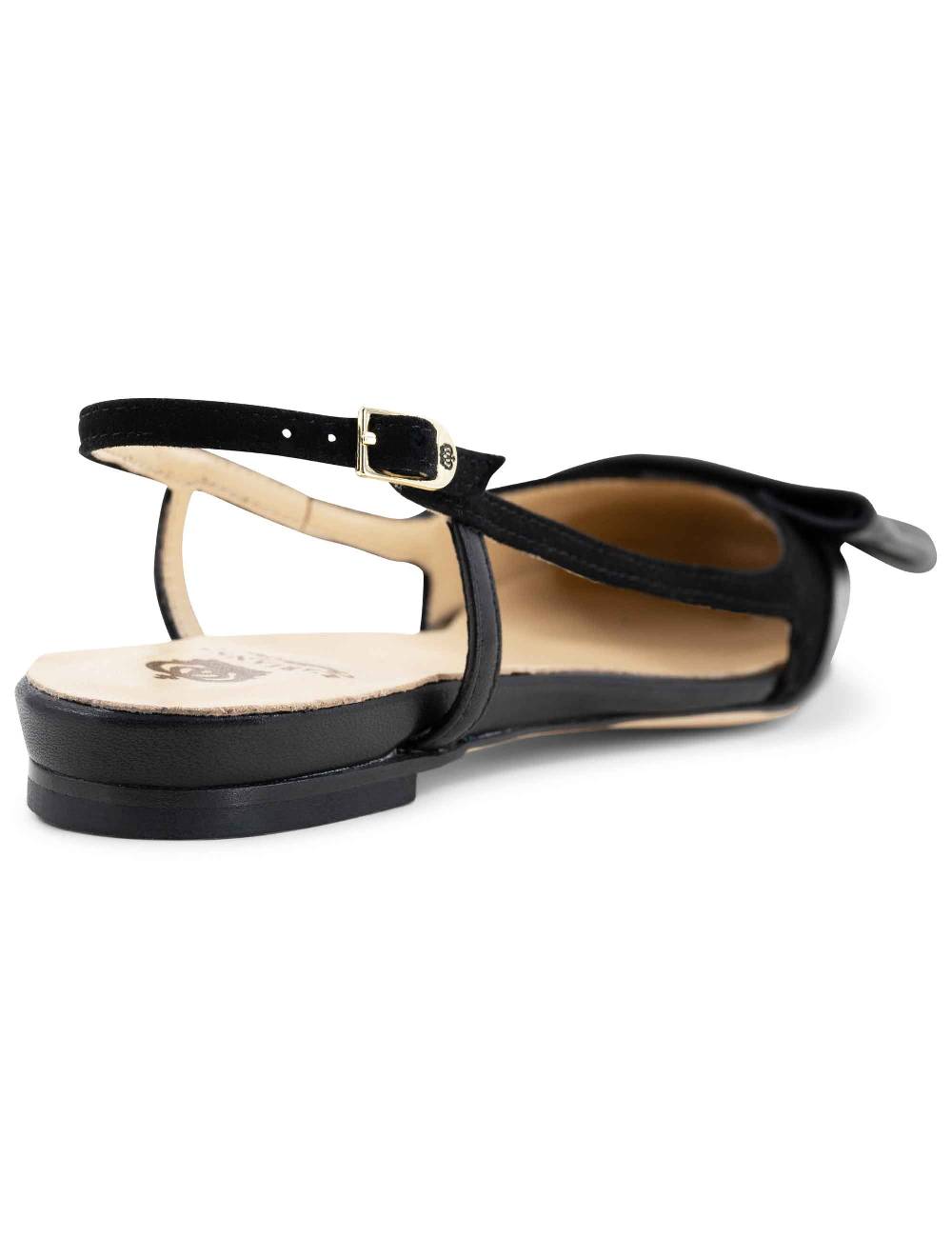 L'ARIANNA BALLERINE CH1626 IN PELLE E CAMOSCIO NERO DA DONNA CON TACCO BASSO E CINTURINO SLINGBACK L'ARIANNA Presa
