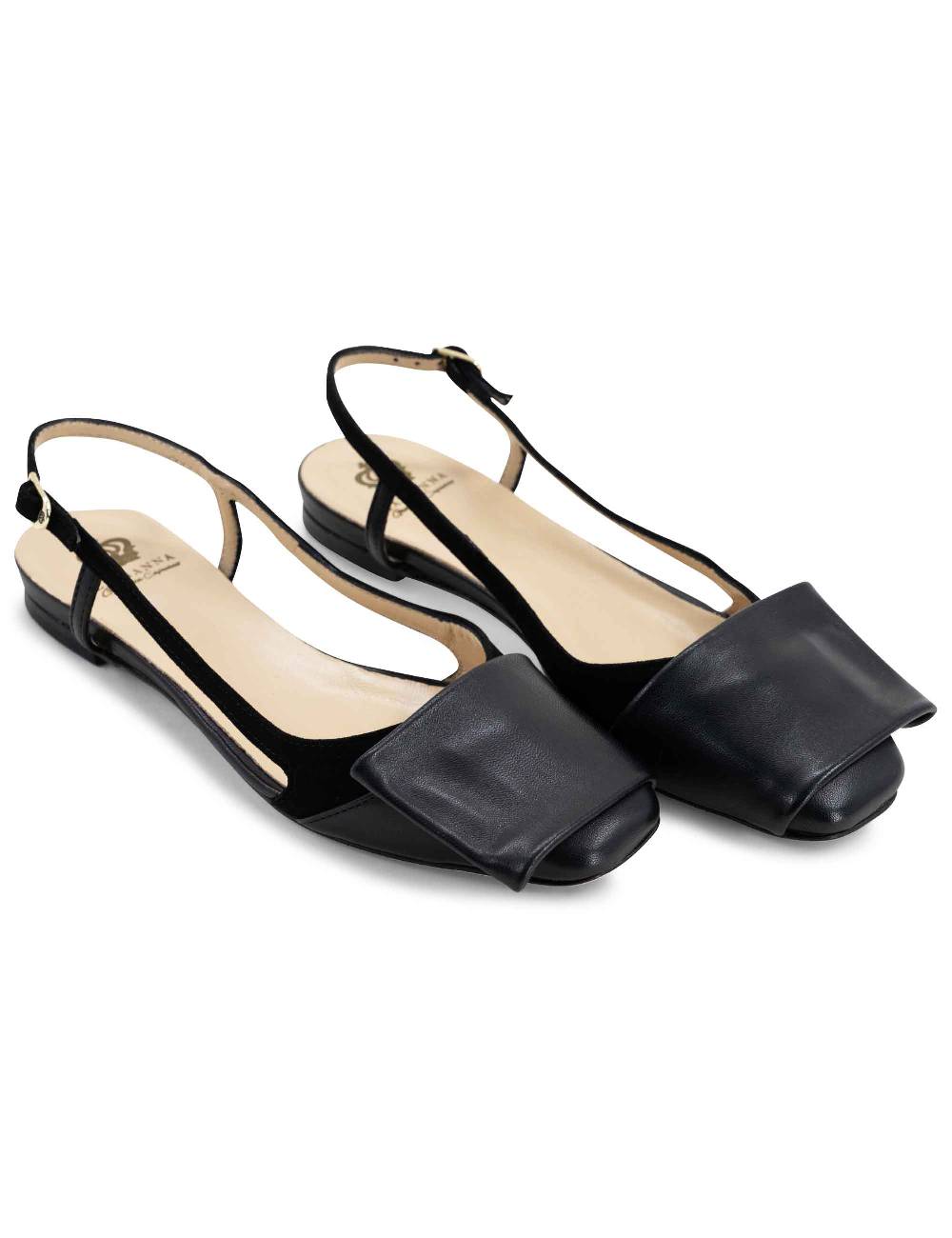 L'ARIANNA BALLERINE CH1626 IN PELLE E CAMOSCIO NERO DA DONNA CON TACCO BASSO E CINTURINO SLINGBACK L'ARIANNA Presa