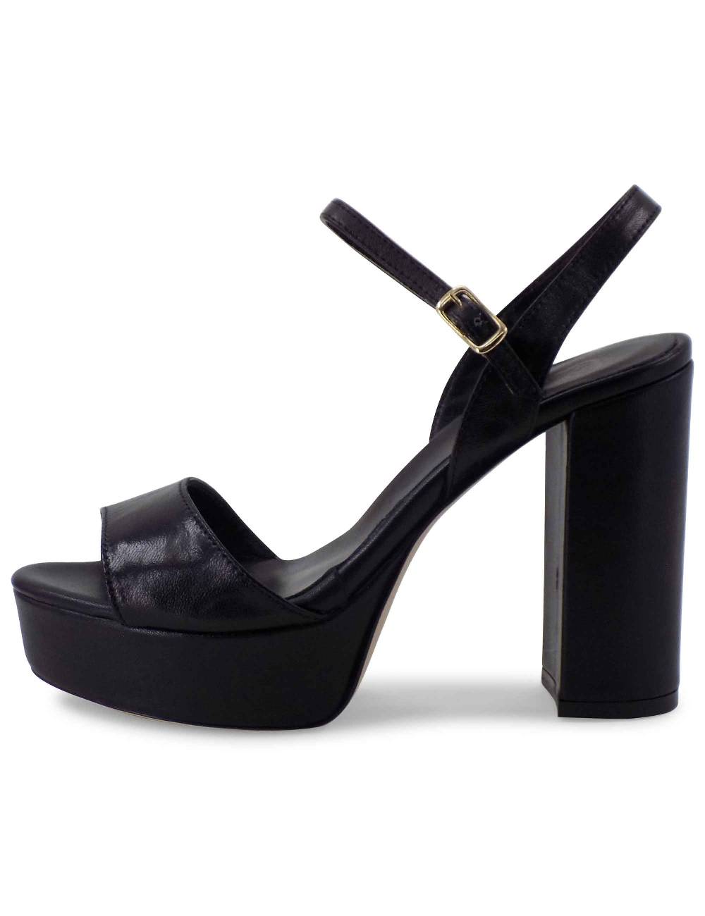 L'ARIANNA Sandali DS1610 donna in pelle nera con tacco alto e plateau rivestiti tono su tono Online