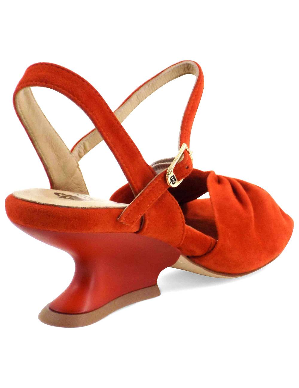 L'ARIANNA Sandali ds1736/z in camoscio arancione con tacco a zeppa Only for today
