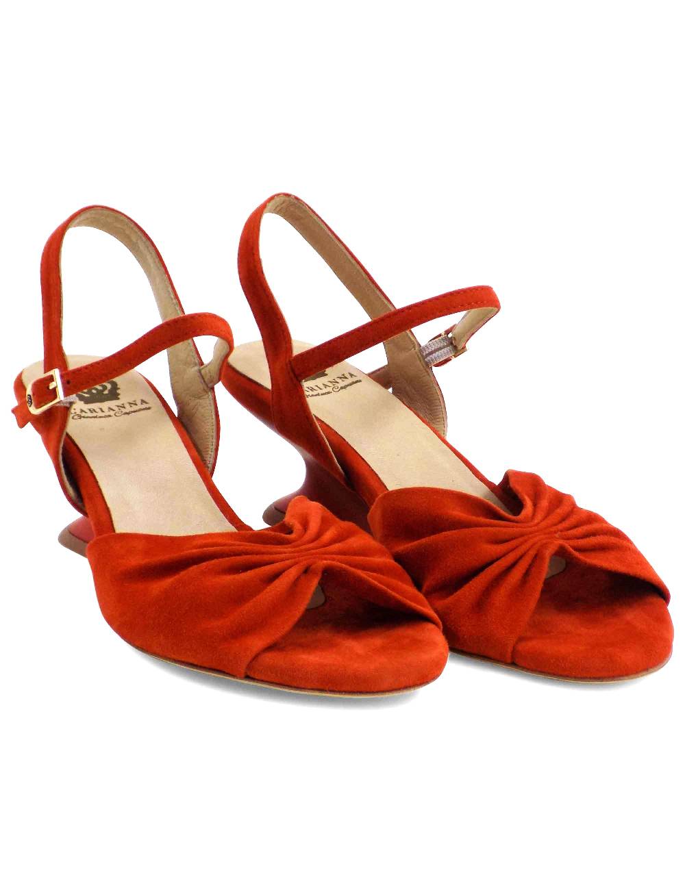 L'ARIANNA Sandali ds1736/z in camoscio arancione con tacco a zeppa Only for today
