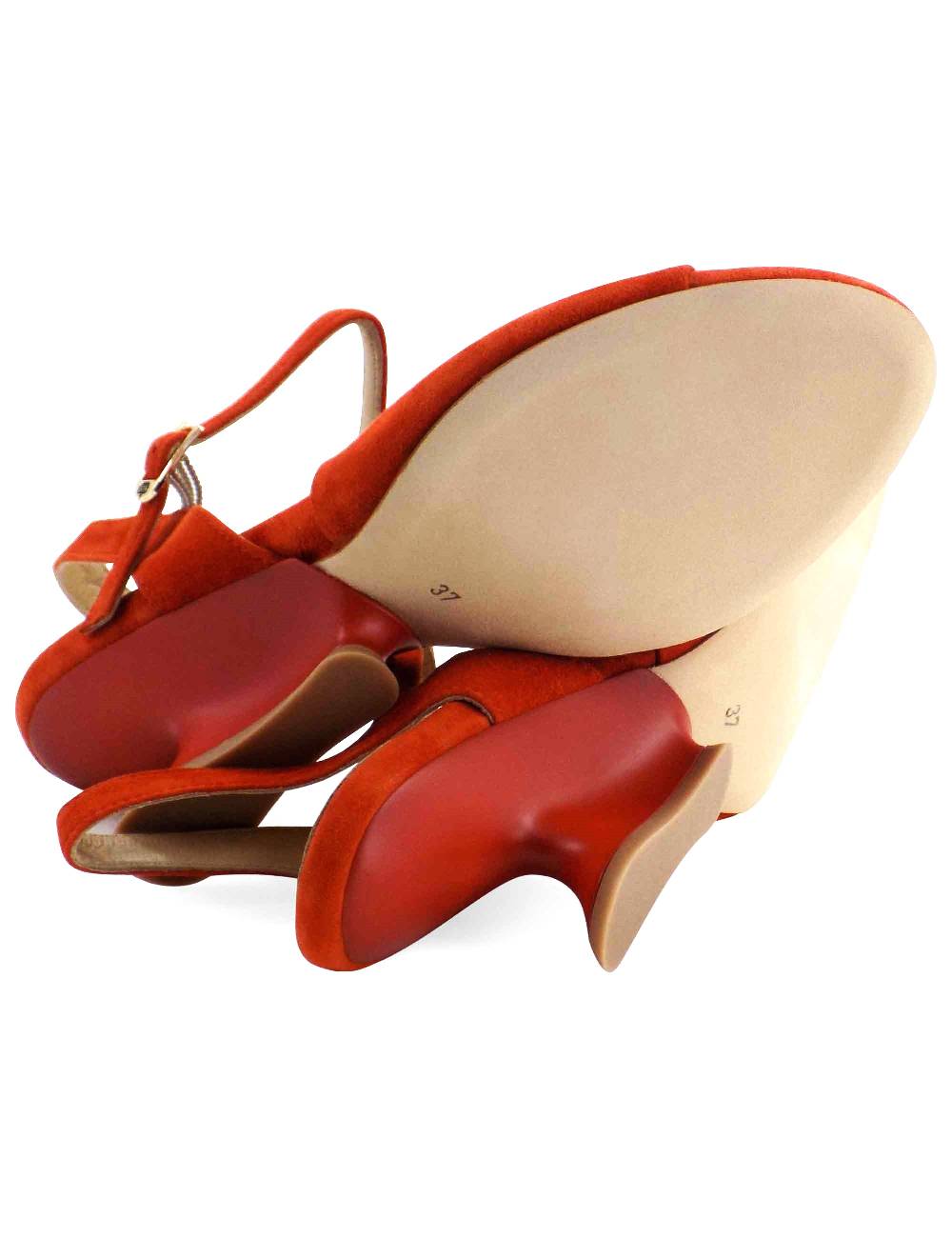 L'ARIANNA Sandali ds1736/z in camoscio arancione con tacco a zeppa Only for today