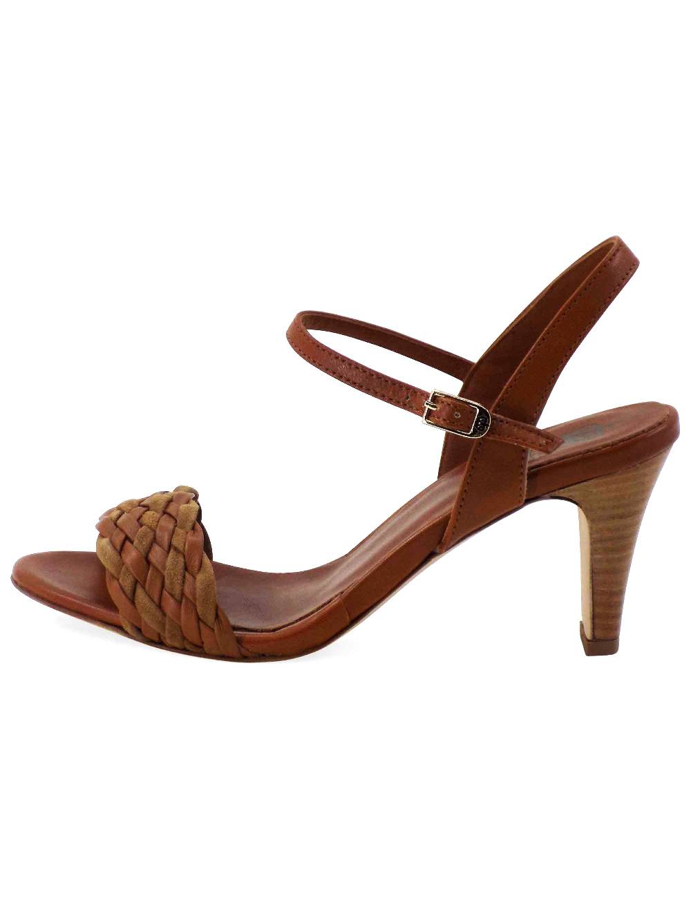 L'ARIANNA Sandali Ds1733/c donna in cuoio con cinturino alla caviglia e fascia intrecciata anteriore in cuoio e camoscio Hotsell
