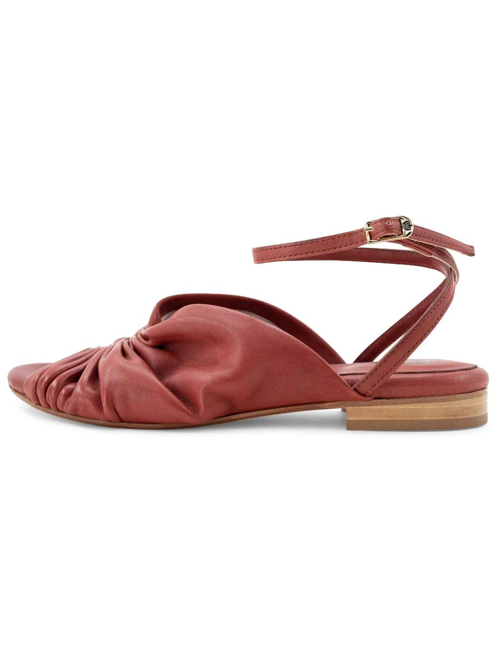 L'ARIANNA sandalo sp1512 da donna in pelle color mattone, plissè e laccio alla caviglia Solo un giorno rimasto