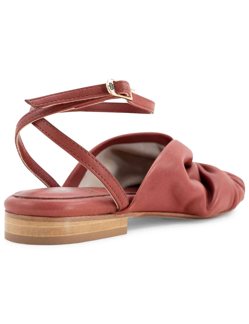 L'ARIANNA sandalo sp1512 da donna in pelle color mattone, plissè e laccio alla caviglia Solo un giorno rimasto