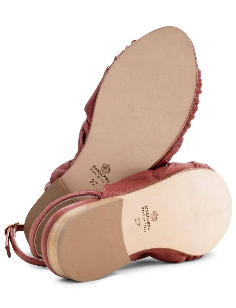 L'ARIANNA sandalo sp1512 da donna in pelle color mattone, plissè e laccio alla caviglia Solo un giorno rimasto