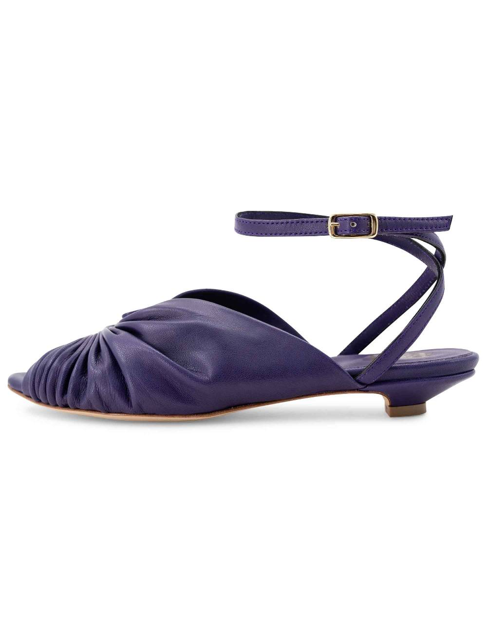 L'ARIANNA sandalo sp1596 da donna in pelle color viola plissè e cintuirno alla caviglia Saldi Di Fabbrica