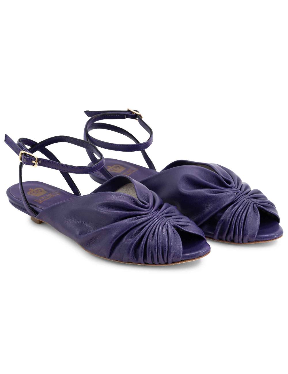 L'ARIANNA sandalo sp1596 da donna in pelle color viola plissè e cintuirno alla caviglia Saldi Di Fabbrica
