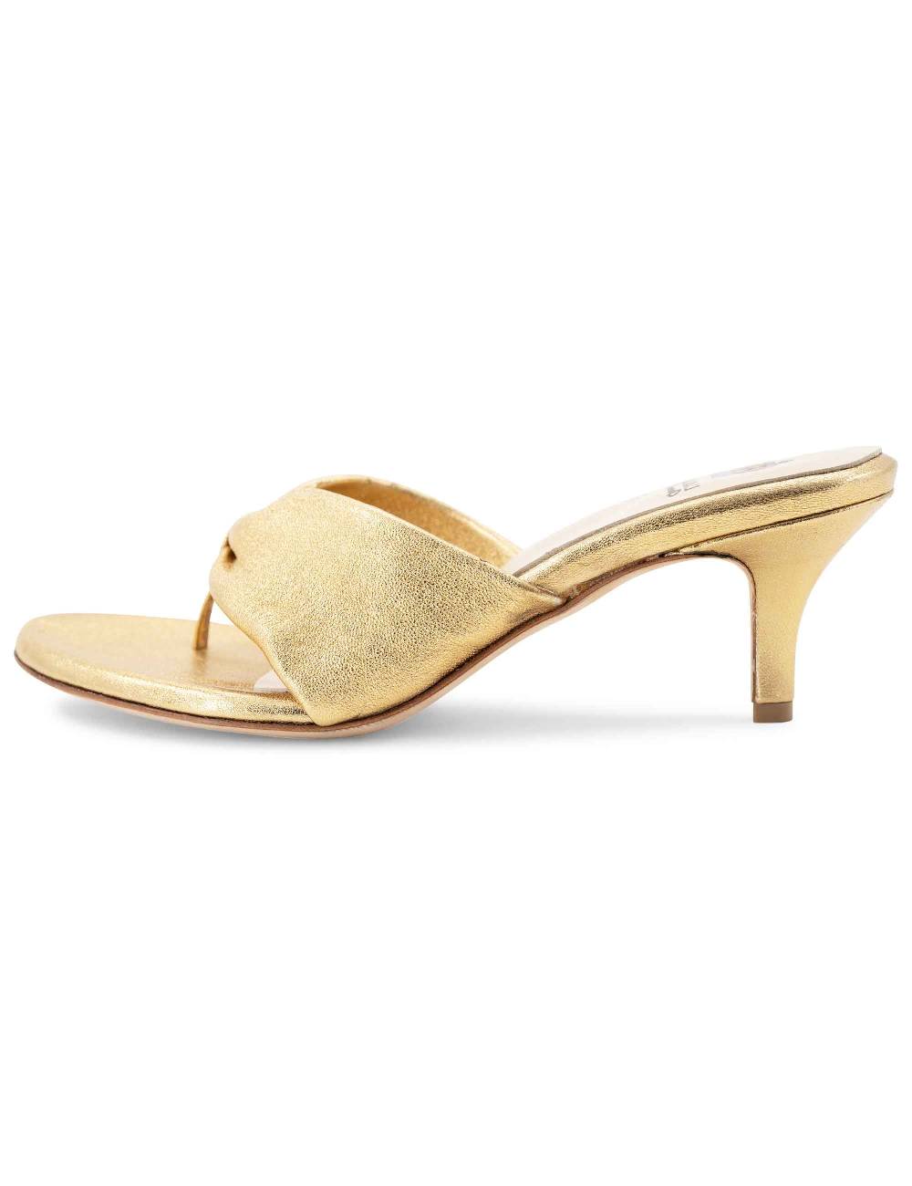 L'ARIANNA Sandali ds7048 donna in pelle lamin oro con tacco basso Vendite Flash