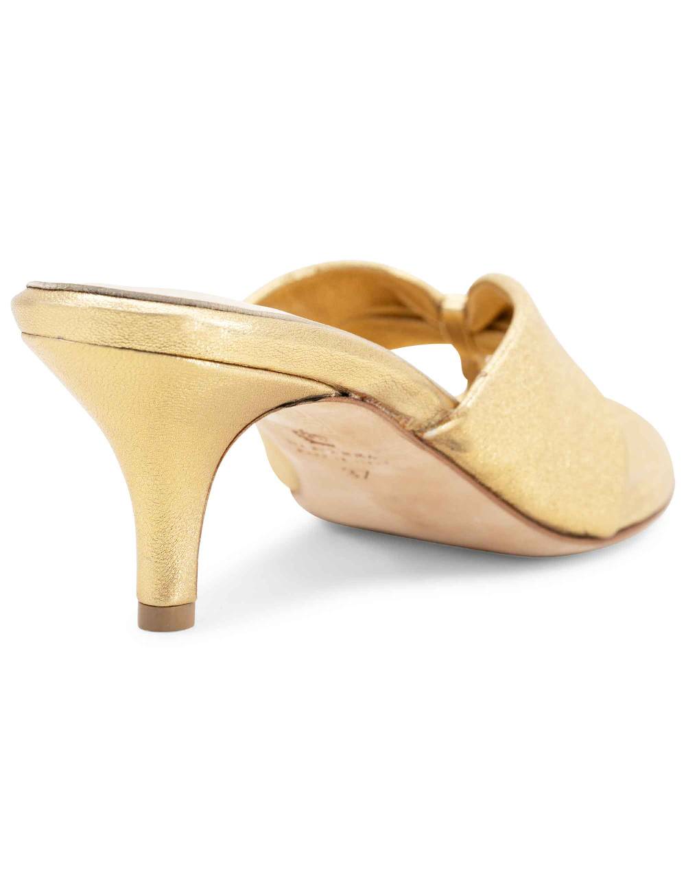 L'ARIANNA Sandali ds7048 donna in pelle lamin oro con tacco basso Vendite Flash