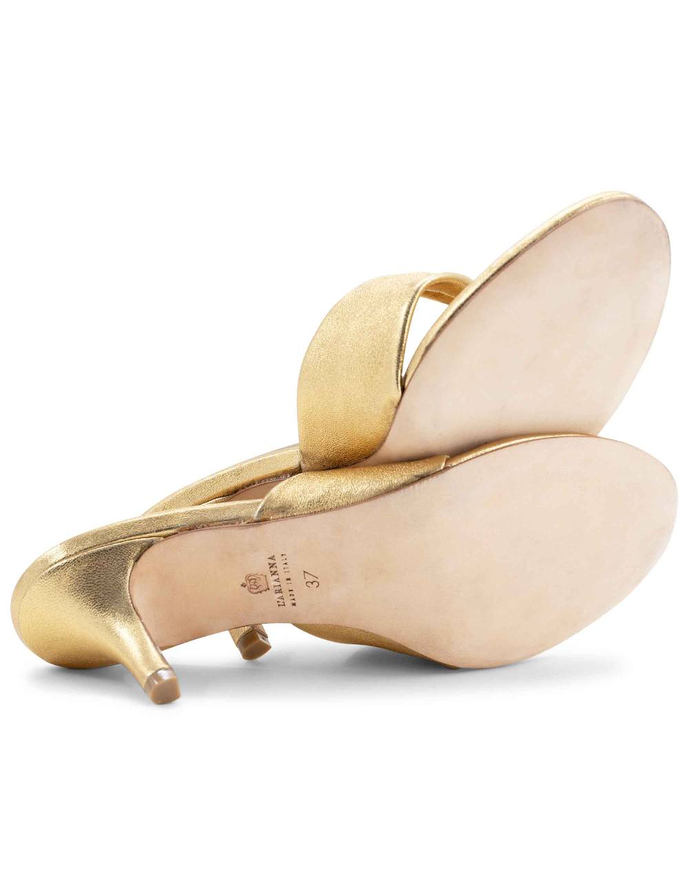 L'ARIANNA Sandali ds7048 donna in pelle lamin oro con tacco basso Vendite Flash