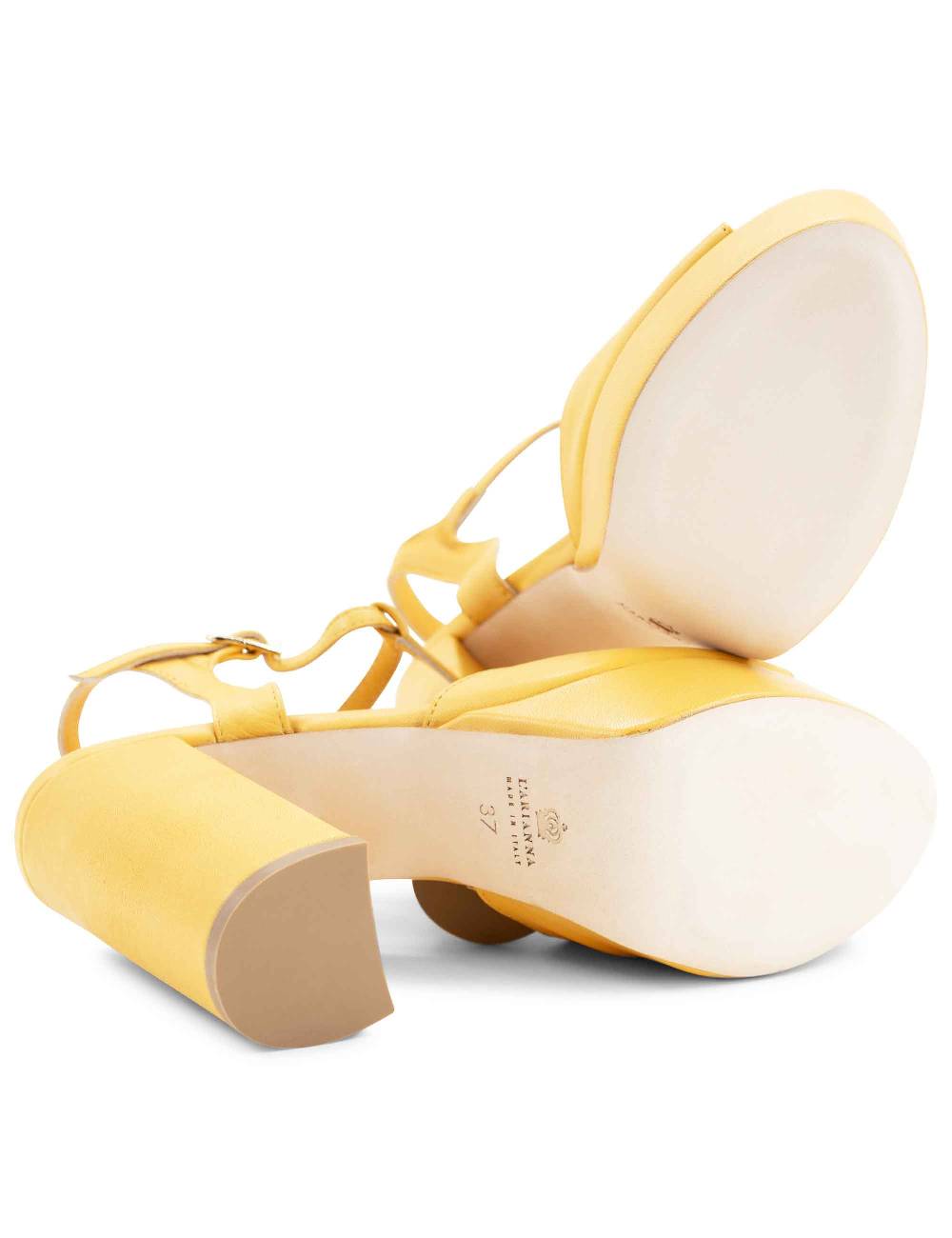 L'ARIANNA Sandali ds7010 donna in pelle color giallo con cinturino tacco alto e plateau Officina