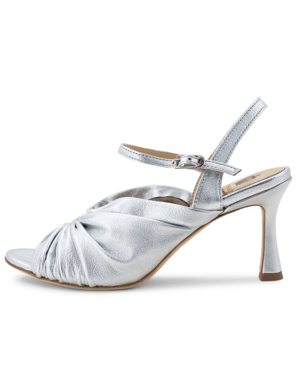 L'ARIANNA Sandali ds1535/rt donna in pelle argento con suola in cuoio Italy