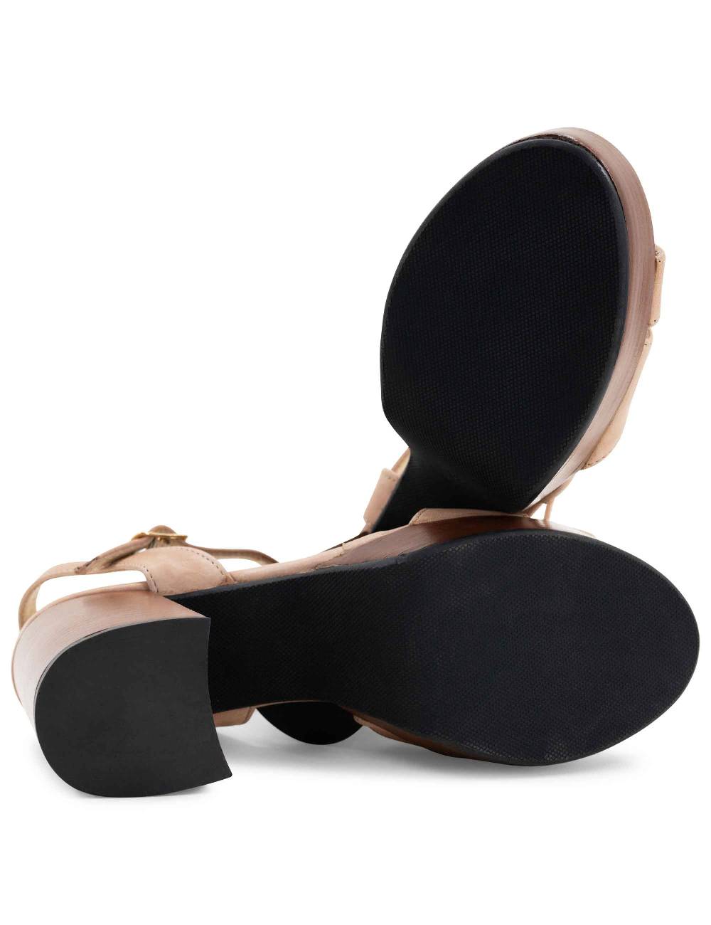 L'ARIANNA Sandali DS1639 donna in pelle nude con cinturino e tacco e plateau in cuoio Qualità