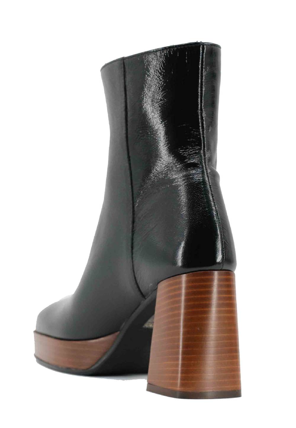 L'ARIANNA Stivaletti TR1665 in pelle nera con tacco alto e plateau con zip esterna Qualità
