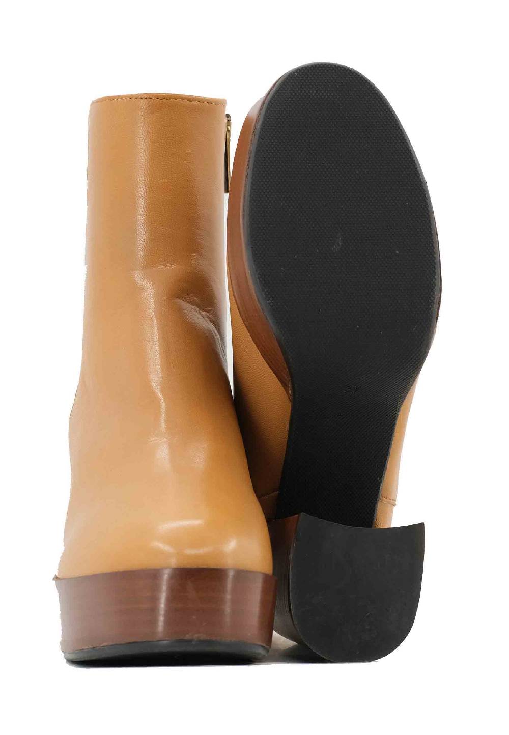 L'ARIANNA Stivaletti TR1556 in pelle senape con tacco alto e plateau con zip laterale di chiusura Fornitura limitata