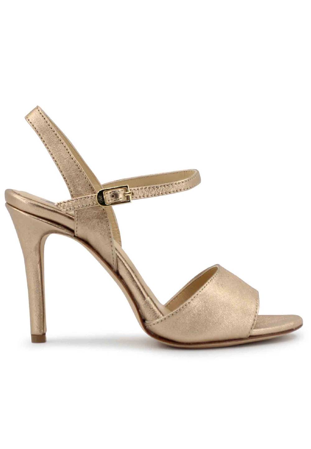 L'ARIANNA Sandali DS7053 donna in pelle laminata nude con tacco alto e cinturino alla caviglia Novità