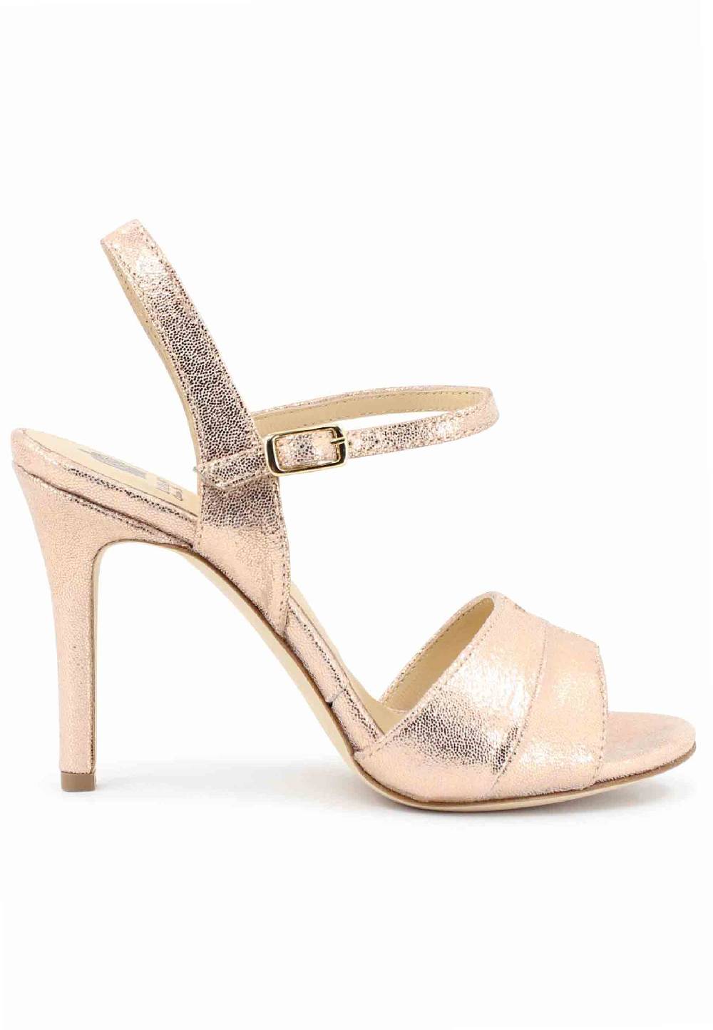 L'ARIANNA Sandali ds1643 da donna in pelle laminata salmone con tacco alto e cinturino alla caviglia Economico