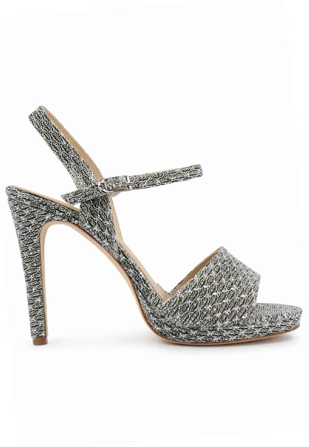 L'ARIANNA Sandali DS7055 donna in tessuto argento con tacco alto a spillo Outlet