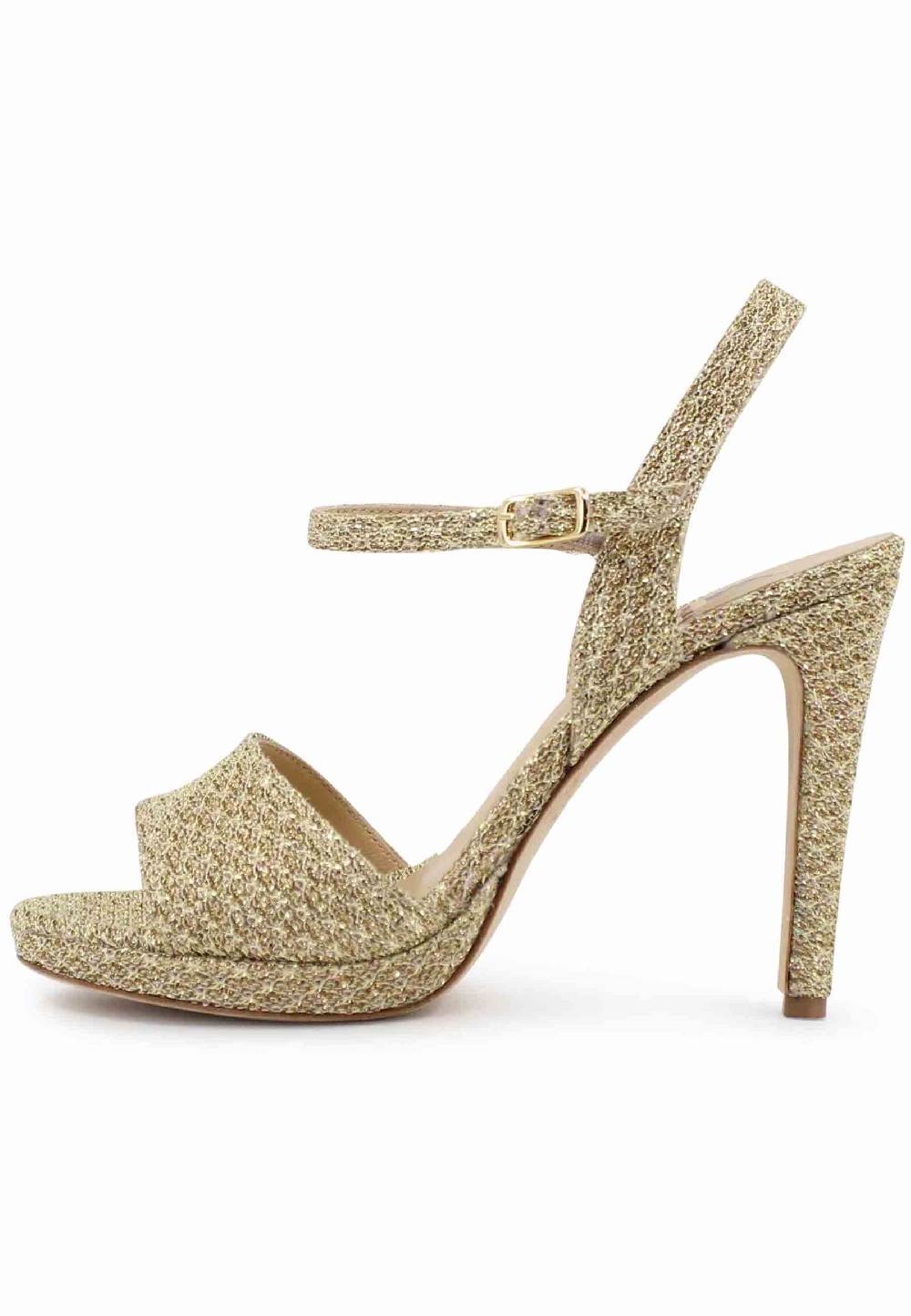 L'ARIANNA Sandali DS7055 donna in tessuto oro con tacco alto a spillo Italy