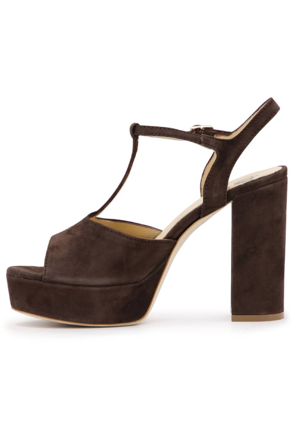 L'ARIANNA Sandali DS7010 da donna in pelle scamosciata marrone con cinturino tacco alto e plateau Fino al 50% di sconto