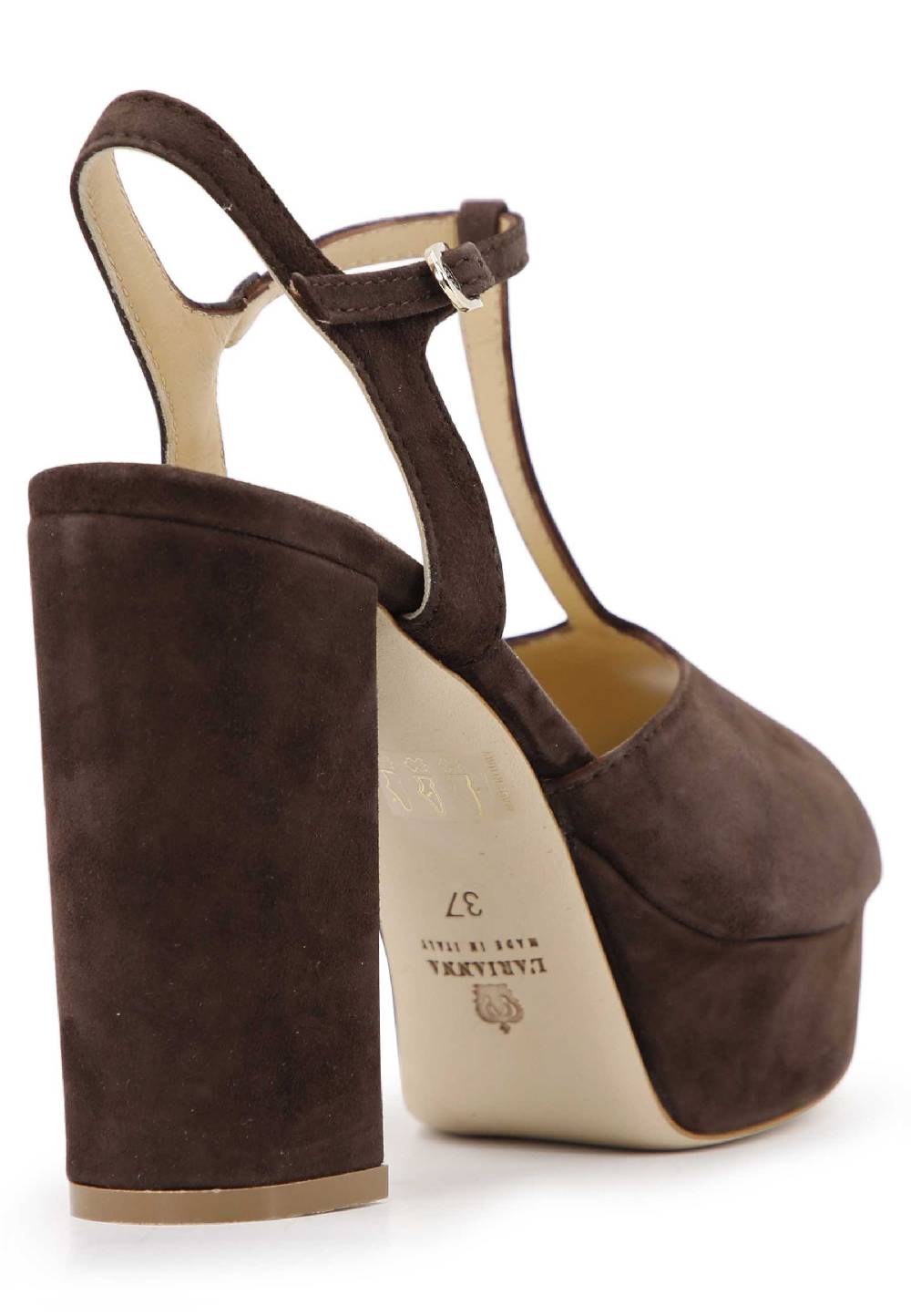 L'ARIANNA Sandali DS7010 da donna in pelle scamosciata marrone con cinturino tacco alto e plateau Fino al 50% di sconto