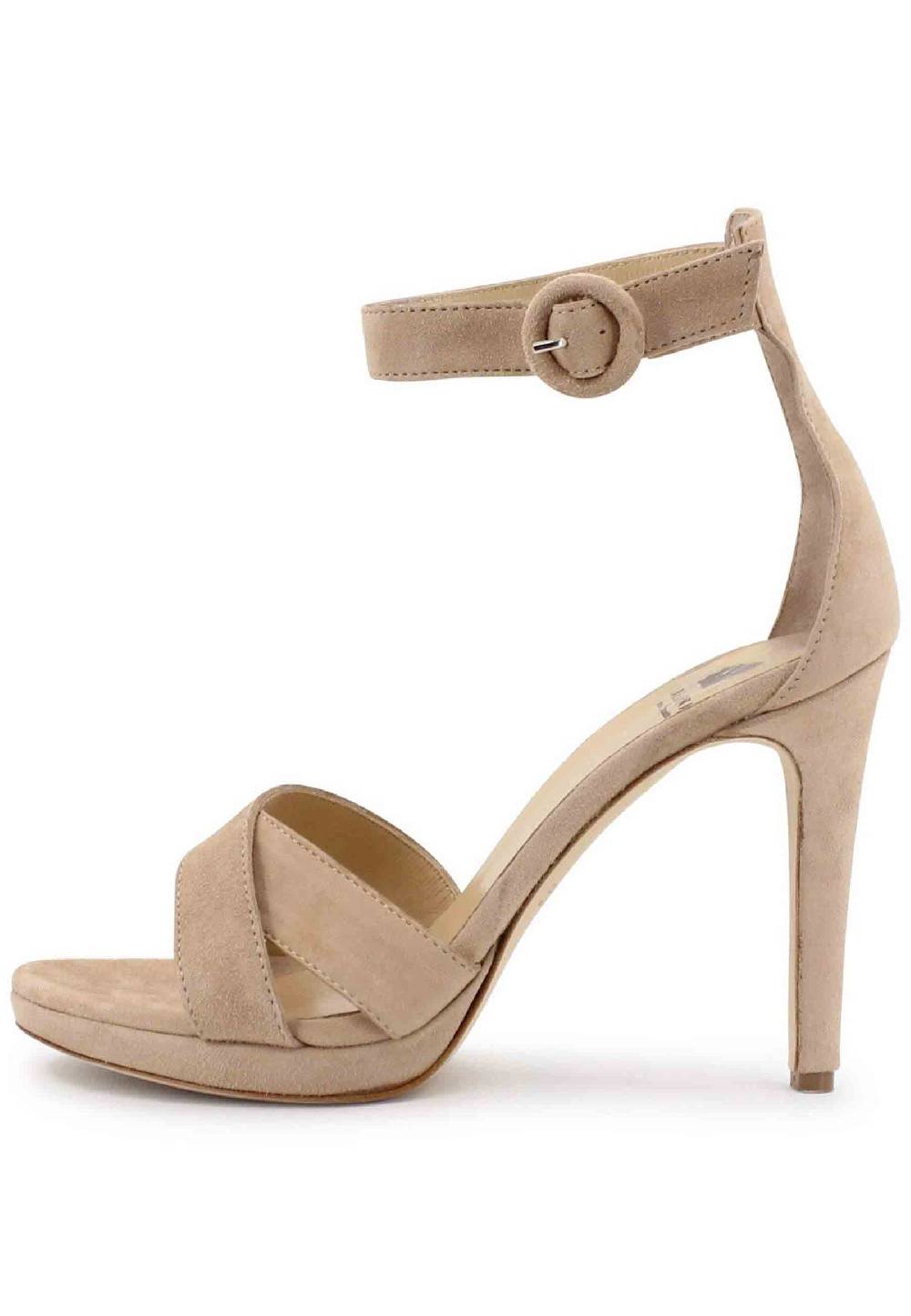 L'ARIANNA Sandali DS1507 donna in camoscio nude con tacco alto e cinturino alla caviglia Acquista Ora