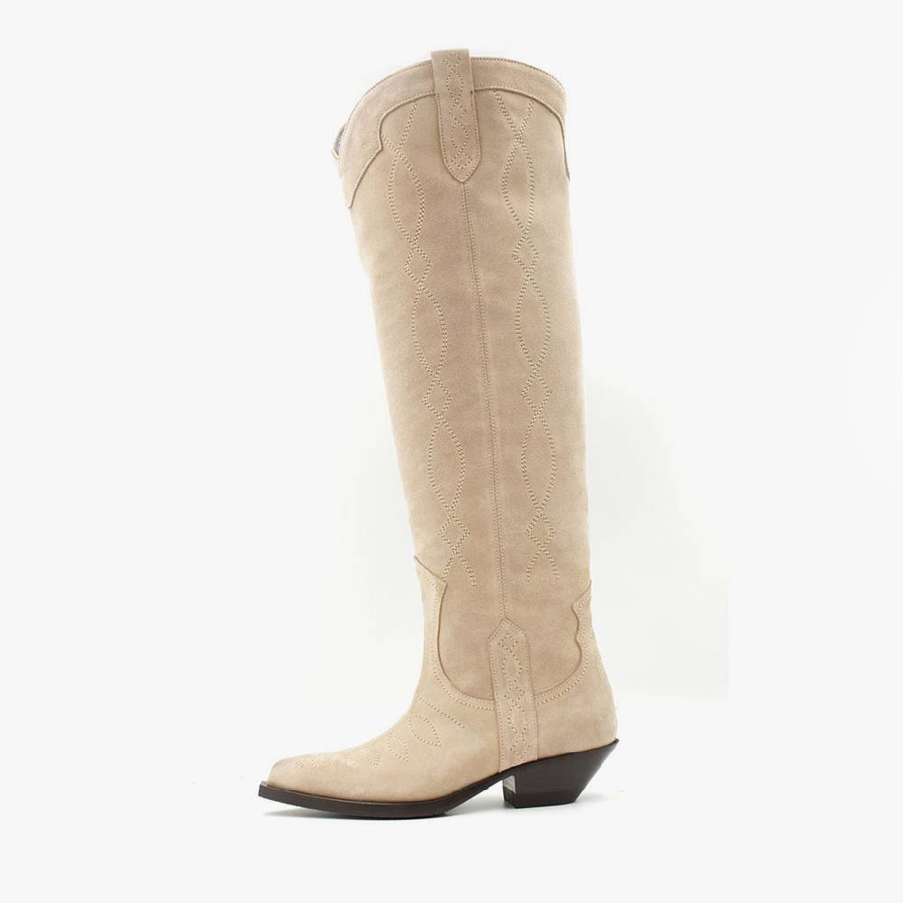 Laura Bellariva Stivale texano camoscio beige Moda