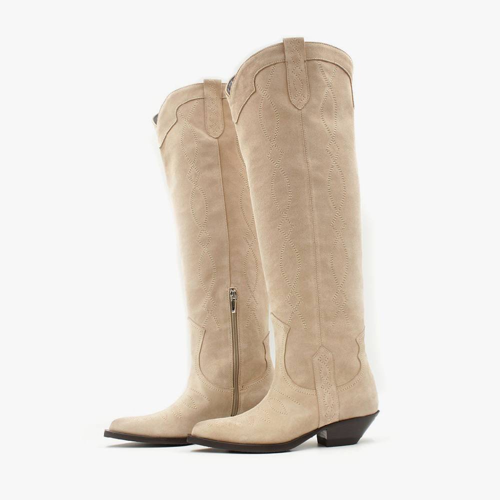 Laura Bellariva Stivale texano camoscio beige Moda