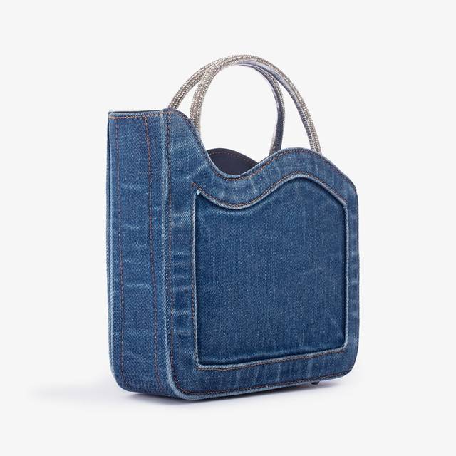 Le Silla Small bag denim blu e Cristalli Vendita