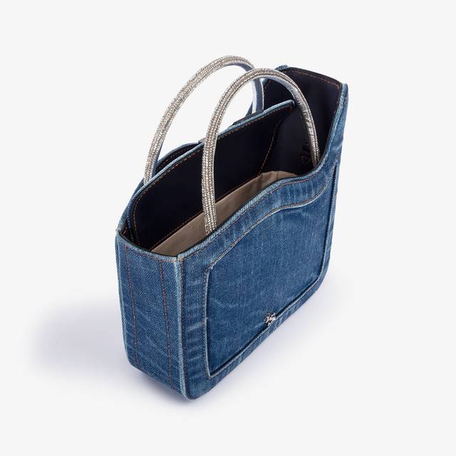 Le Silla Small bag denim blu e Cristalli Vendita