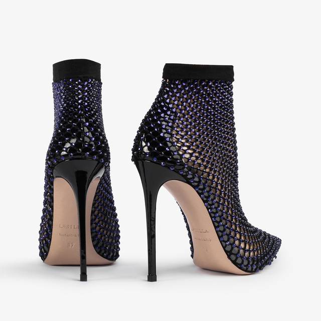 Le Silla Stivaletto calza blu midnight e Cristalli Sottocosto