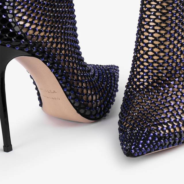Le Silla Stivaletto calza blu midnight e Cristalli Sottocosto