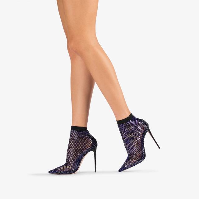 Le Silla Stivaletto calza blu midnight e Cristalli Sottocosto