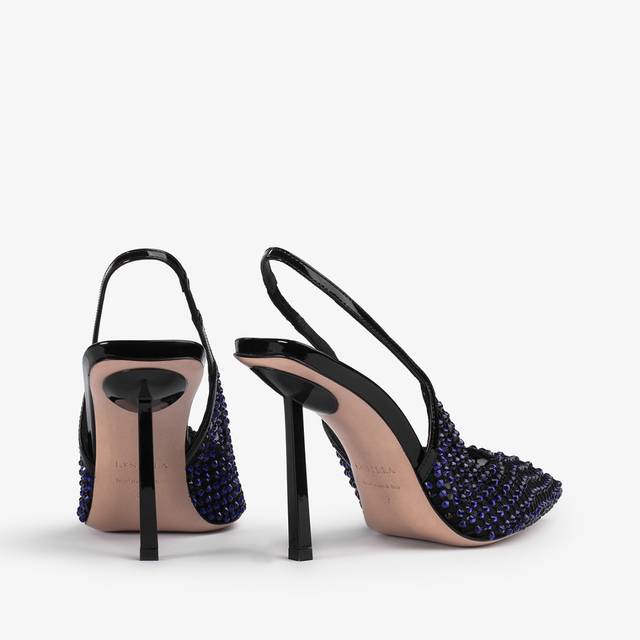 Le Silla Slingback gioiello rete blu midnight e Cristalli Convenienza