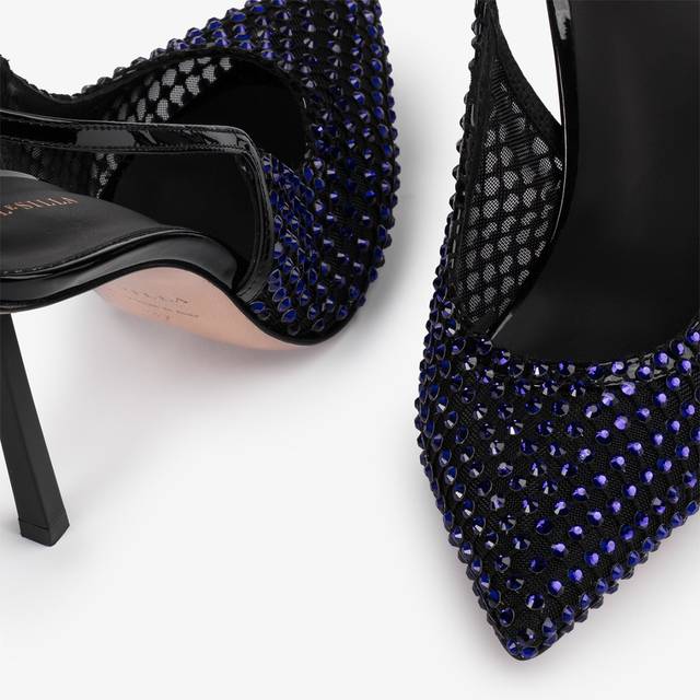 Le Silla Slingback gioiello rete blu midnight e Cristalli Convenienza